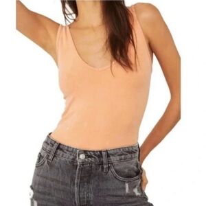 NEW Free People Intimately Seamless Tank Top Bodysuit in Washed Orange Size M/L